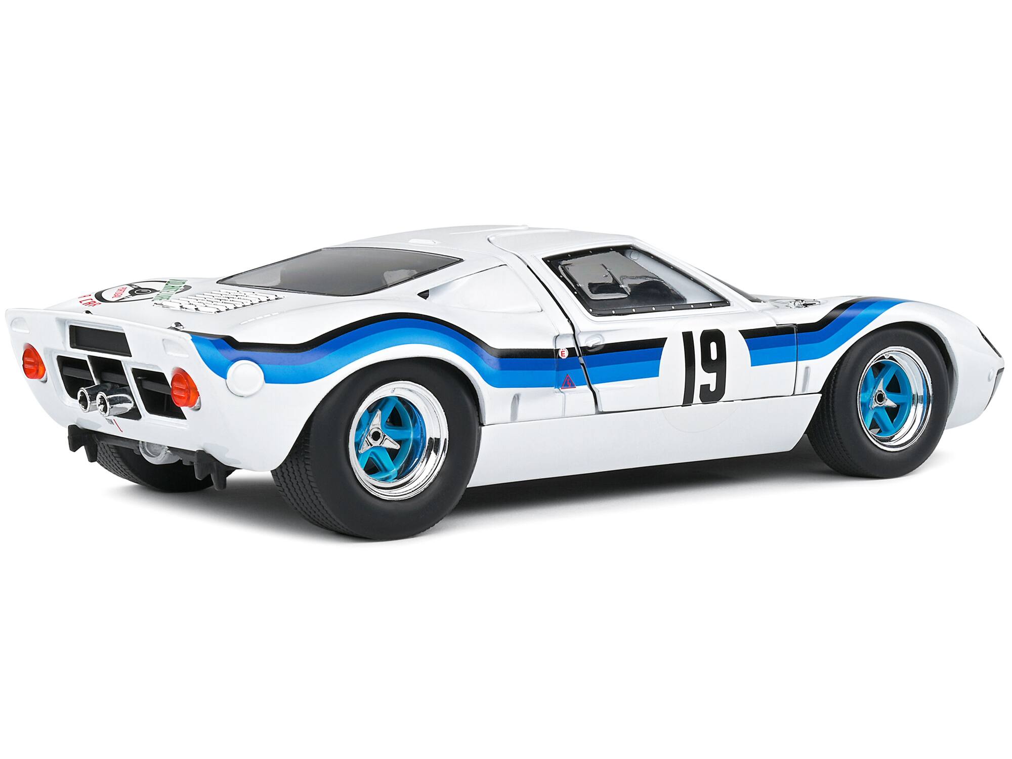Alt View 1. Solido - Ford GT40 MK.1 RHD (Right Hand Drive) #19 Emilio Marta "Angola Championship" (1973) "Competition" Series 1/18 - White And Blue.
