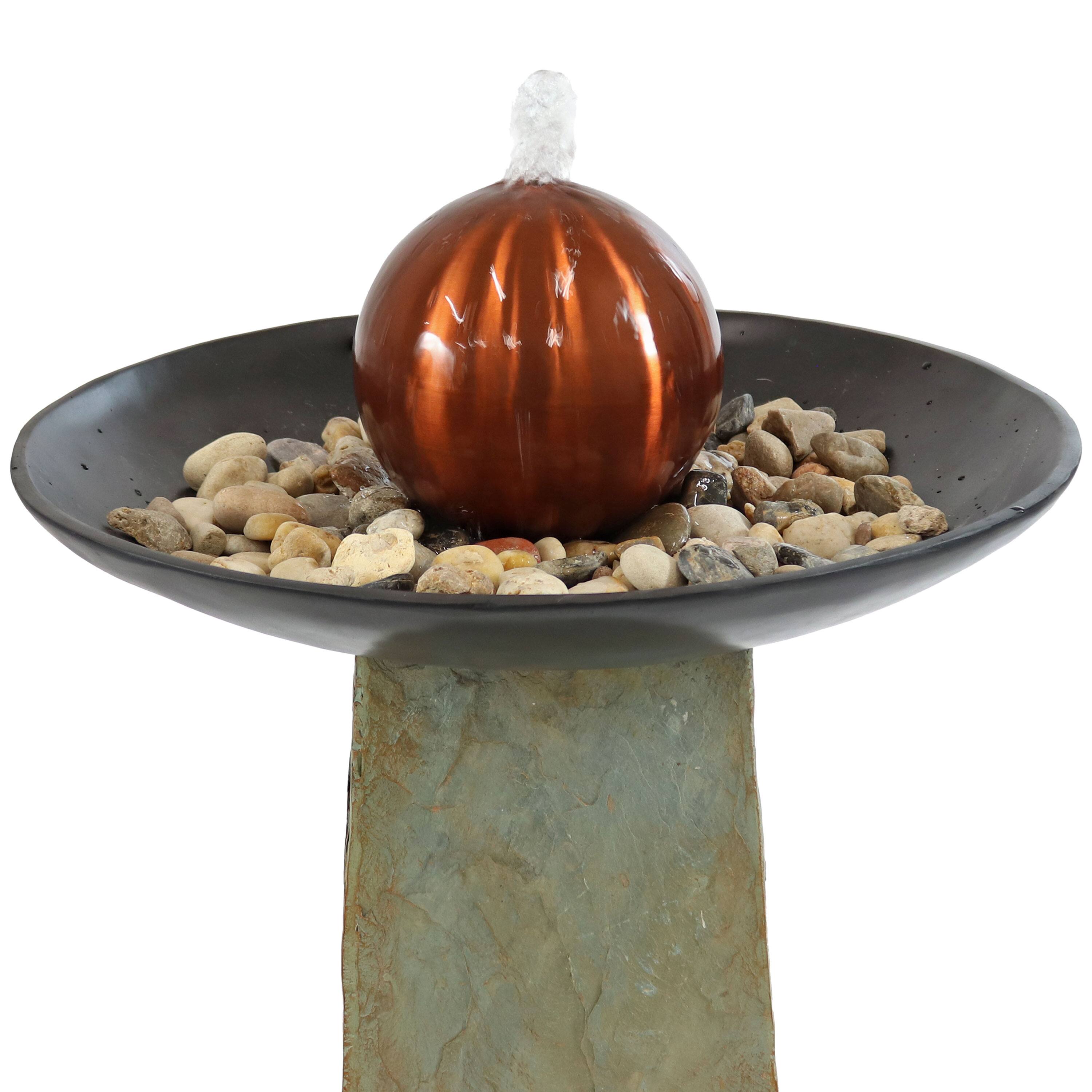 Alt View 5. Sunnydaze - Decorative Orb Slate Outdoor Water Fountain - 38" - Green.
