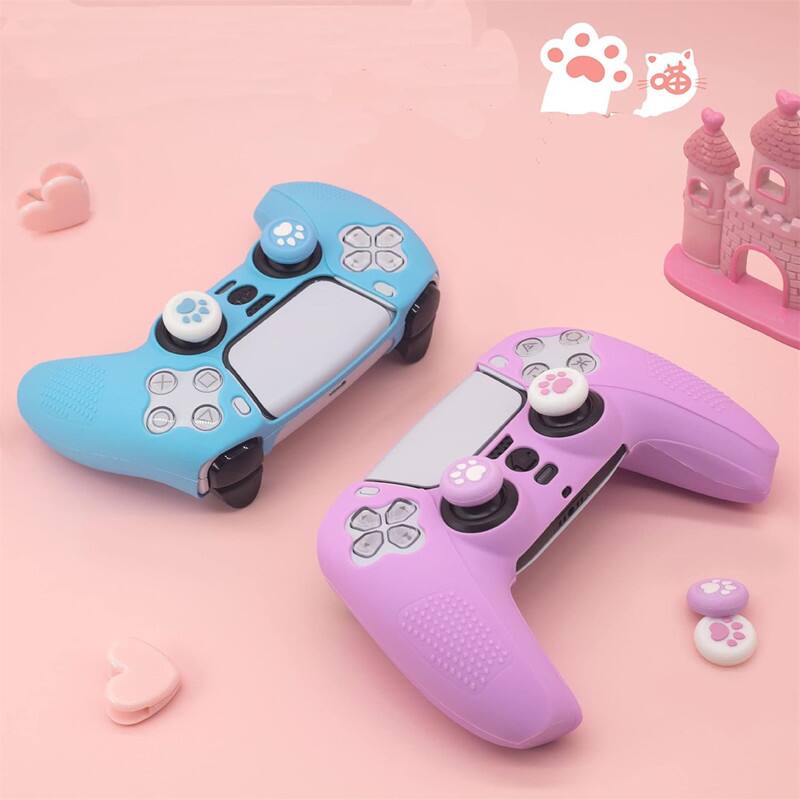 Alt View 2. SKRAN - Silicone Case for PS5 Controller-Anti-Fall Anti-Scratch Protective Cover with Thumb Grips,No Need to Remove for Charging - Purple.