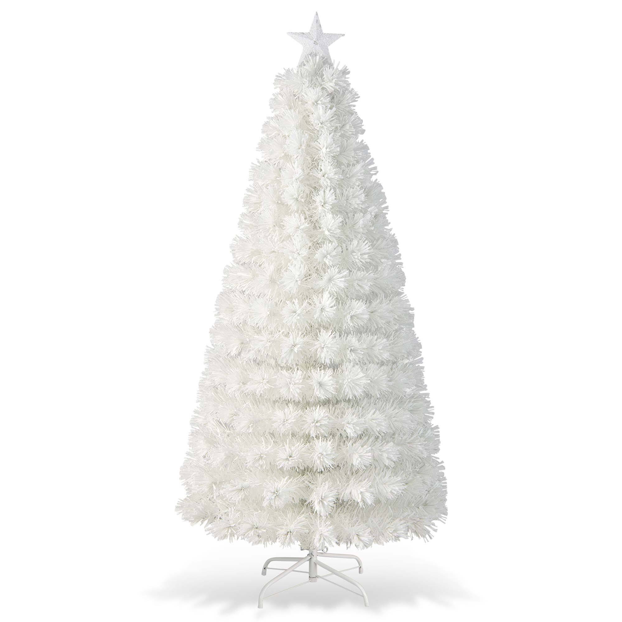 Alt View 20. Costway - 6 FT Pre-Lit Christmas Tree Fiber Optic Snow-Flocked with 220 Lights & Branch Tips - White.