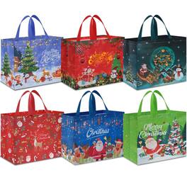 Paradigms Interiors - Extra Large Christmas Gift Bags 15 7'' X 14 2''x 5 9'' Tote With Reusable Shopping Bag For Year Xmas's Part - A: 6 pcs