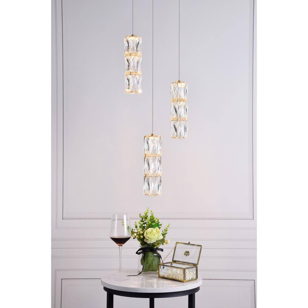 Alt View 2. Elegant Lighting - Polaris LED light Gold Pendant Clear Crystal - Gold.