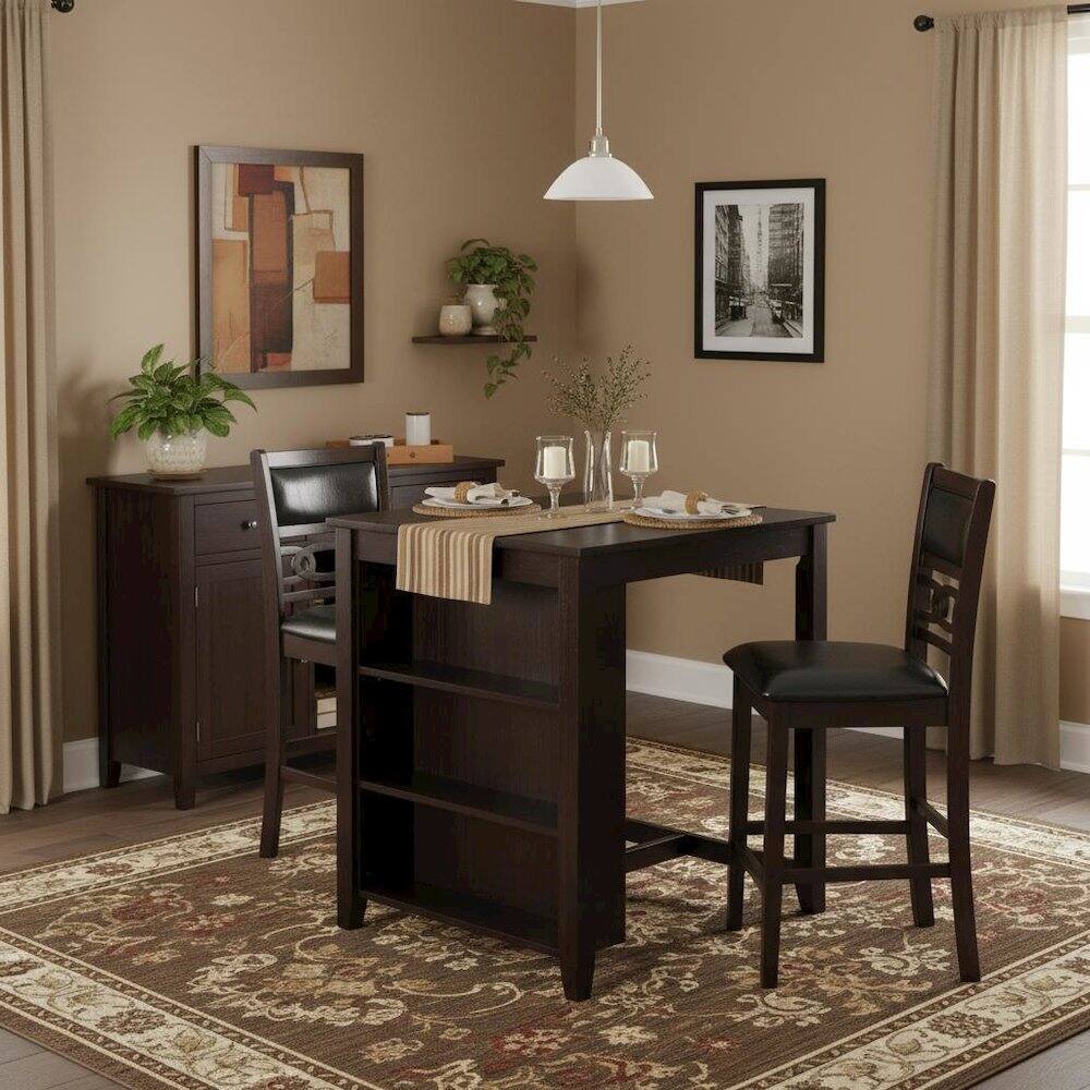 Alt View 6. FurniFact - 3-Piece Wood Storage Counter Set Ebony Brown - Brown.