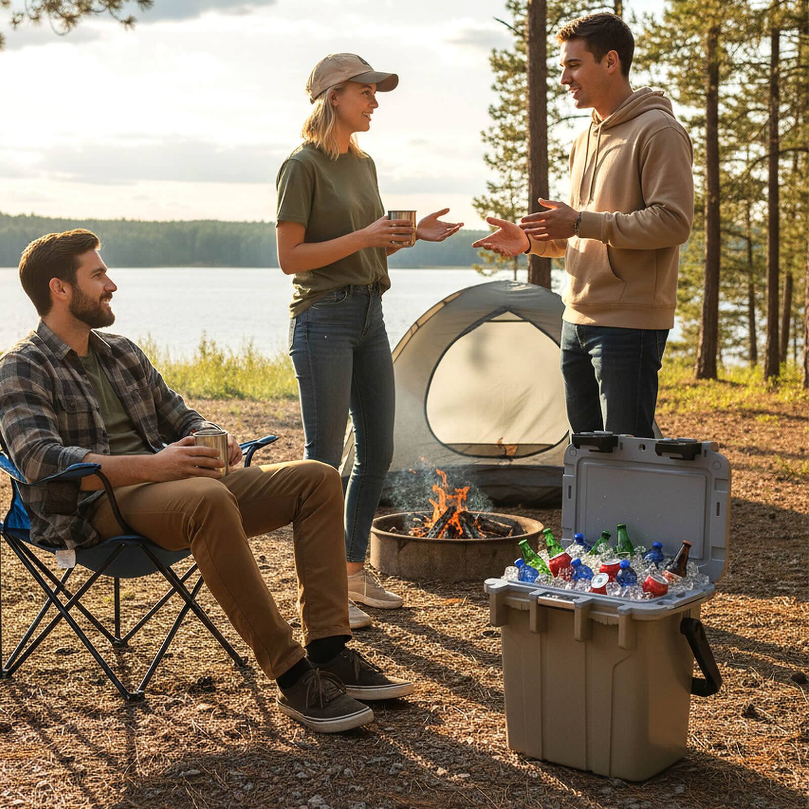 Alt View 1. Costway - Costway 21 QT Ultra-Light Injection Molded Cooler with Swing-up Handle & Bottle Opener - Coffee.