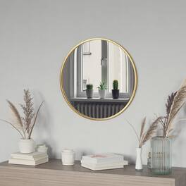 Emma + Oliver - Mersin Wall Mounted Mirror with Iron Frame, Silver Backing and Shatterproof Glass for Entryways, Bathrooms and More - Gold