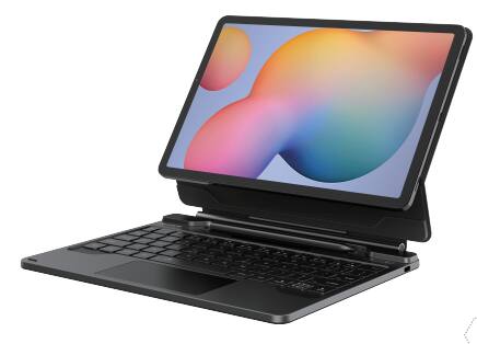 Angle. dexnor - Keyboard Case for Samsung Galaxy Tab S6 Lite 10.4” with Keyboard Magnetic Stand, Multi-Touch Trackpad, S Pen Holder - Black.
