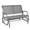 Front. Costway - Costway 48" Outdoor Patio Swing Glider Bench Chair Loveseat Rocker Lounge Backyard - Grey.