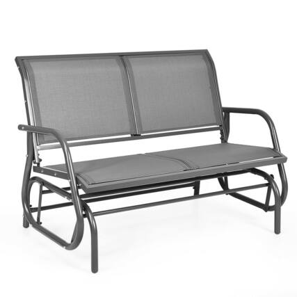 Front. Costway - Costway 48" Outdoor Patio Swing Glider Bench Chair Loveseat Rocker Lounge Backyard - Grey.