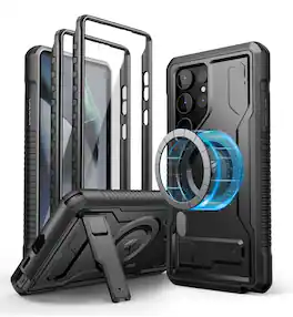 Dexnor - Magnetic Case for Samsung Galaxy S24 Ultra Compatible with Magsafe Bumper Rugged Shockproof Full-Body Protective Cover - Black