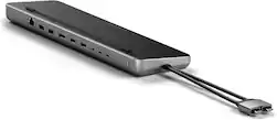 Satechi - Dual Dock with NVMe SSD enclosure – USB-C PD (75W), 2 USB-C data, 2 HDMI 2.0, 1 DisplayPort 1.4, 2 USB-A, Ethernet - Space Gray - Front_Zoom