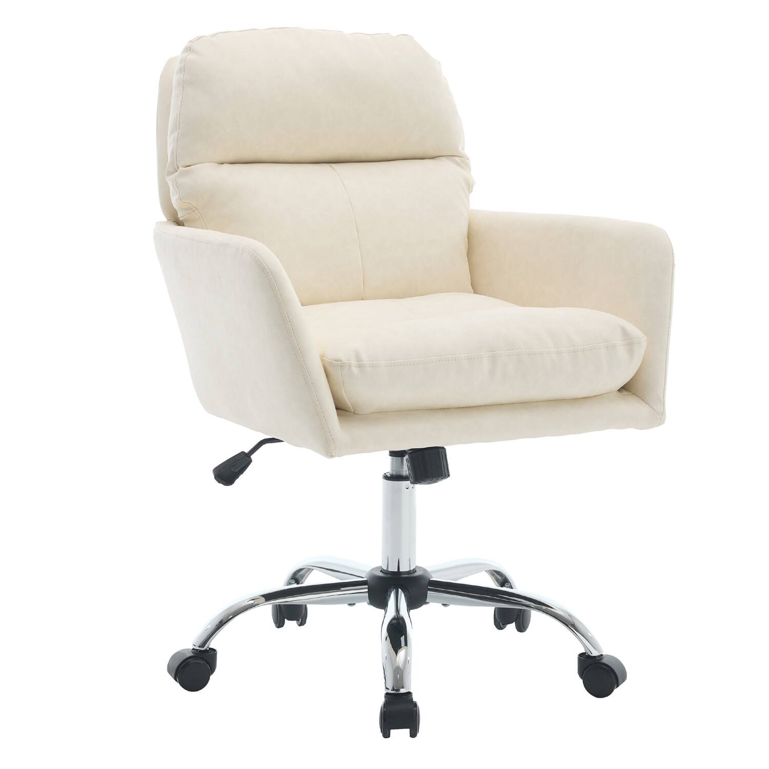 Alt View 2. Forest'nSky - White Artificial Leather Office Chair, Height-Adjustable with Black Base for Home & Office - White.