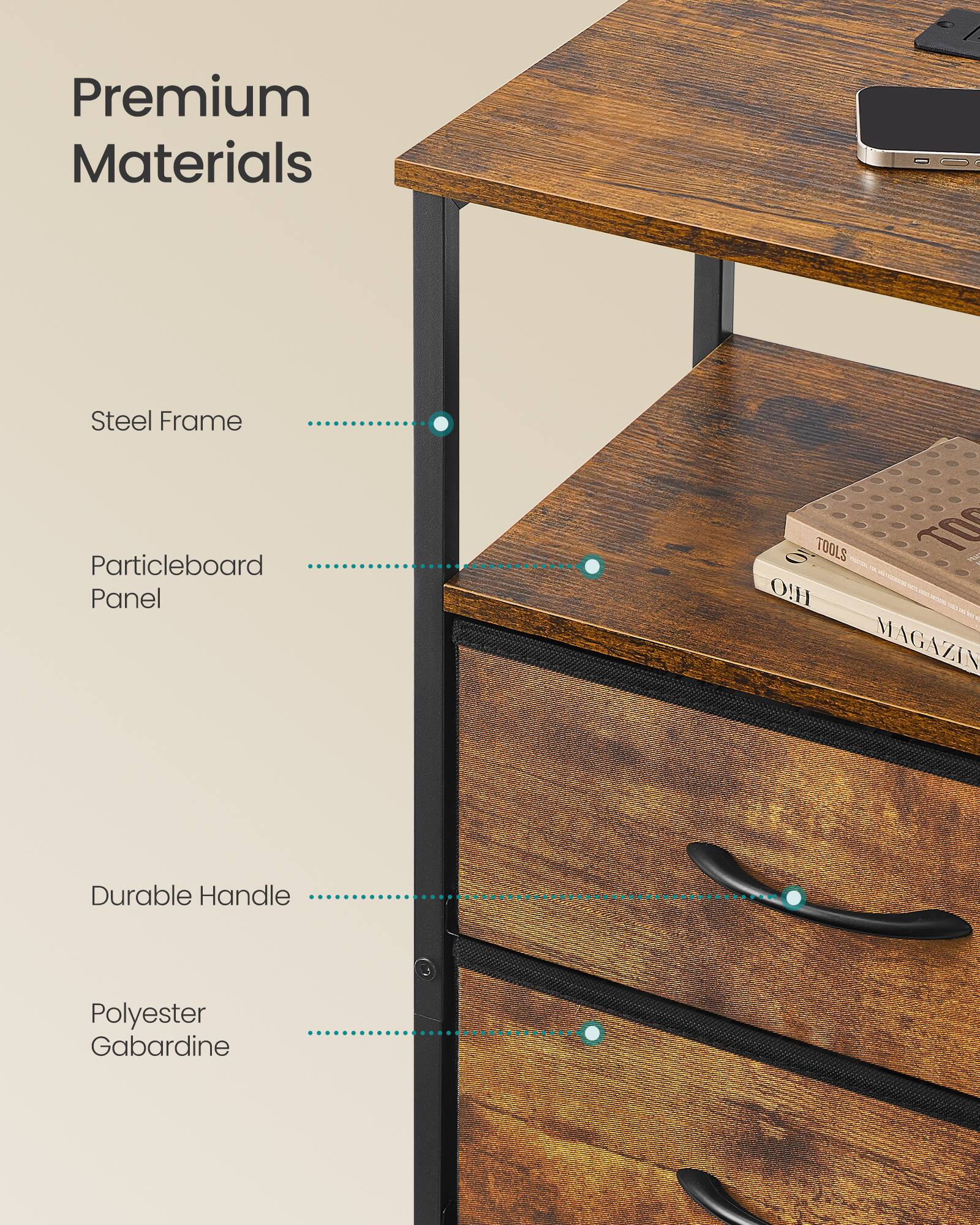 Premium Materials

- Steel Frame
- Particleboard Panel
- Durable Handle
- Polyester Gabardine