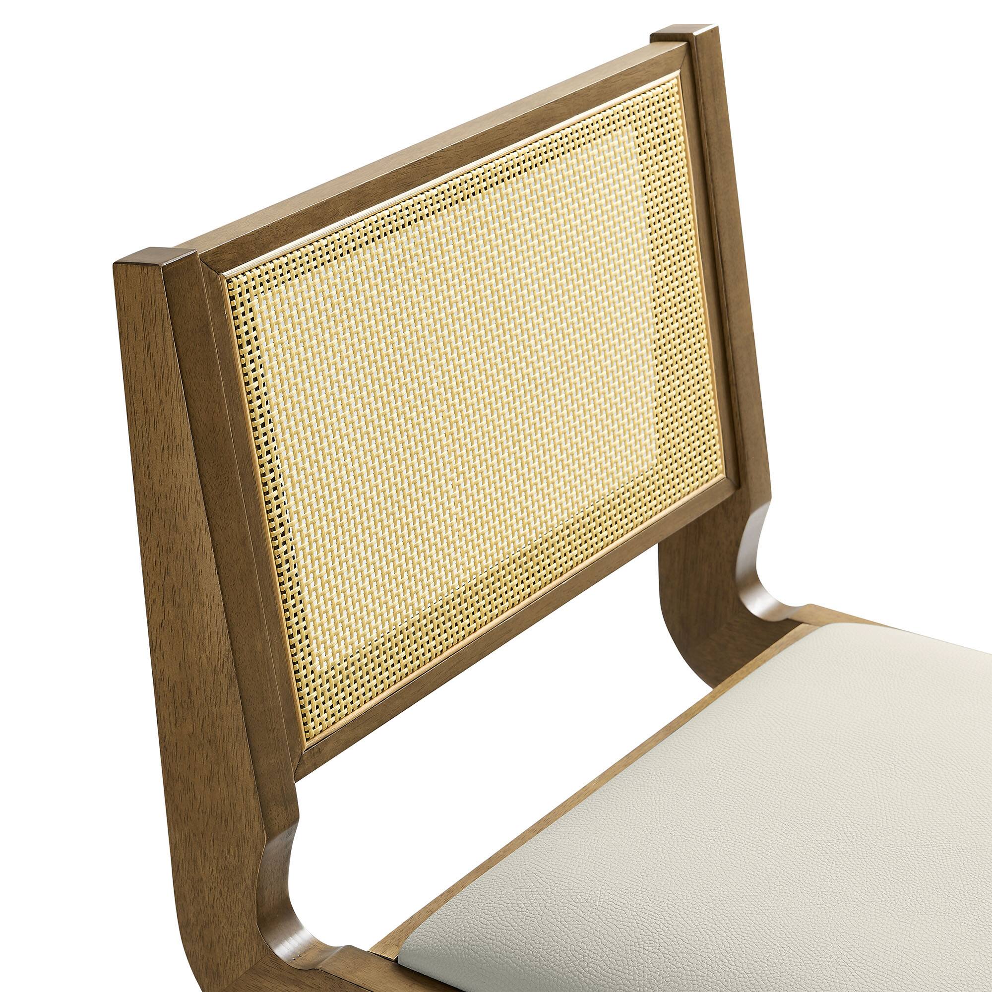 Alt View 4. Modway - Thera Vegan Leather and Cane Dining Side Chairs Set of 2 by Modway - Gray.