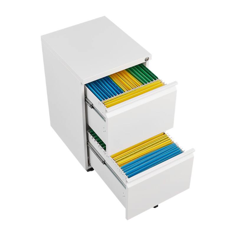 Alt View 7. HTUTWOO - Office Storage Cabinet - 2 Drawers File Cabinet With Lock, Metal Vertical File Cabinet With Wheels - Requires Assembly - White.
