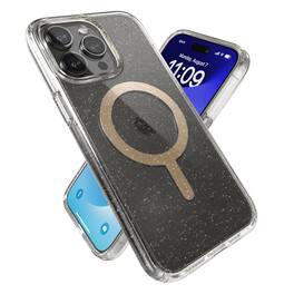 Speck - Presidio Lux MagSafe Clear/With Gold Giltter Case - iPhone 15 Pro Max - Clear/Gold Glitter/Beige Sweater