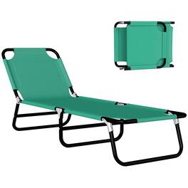 Outsunny - Portable Folding Adjustable Sun Beach Lounger / Camping Cot - Green