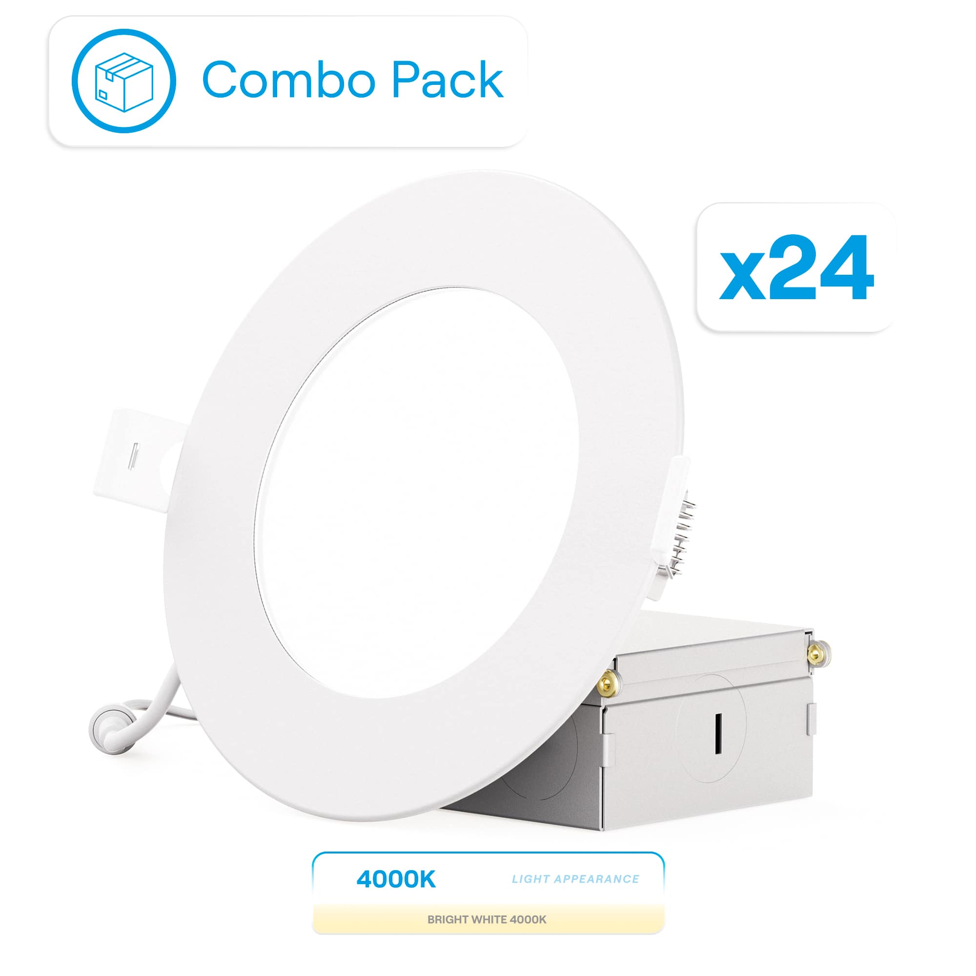 Infibrite - 4-Inch Cool White Recessed LED Downlight, 9W, 750 Lumens, Triac Dimming, Wet Rated (Set of 24) - 4000K price history on PriceWatchPro