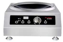 SPT - 3400W Countertop Commercial Wok Cooktop (220-240V) with 18″ Stainless Steel Wok - Black and stainless steel