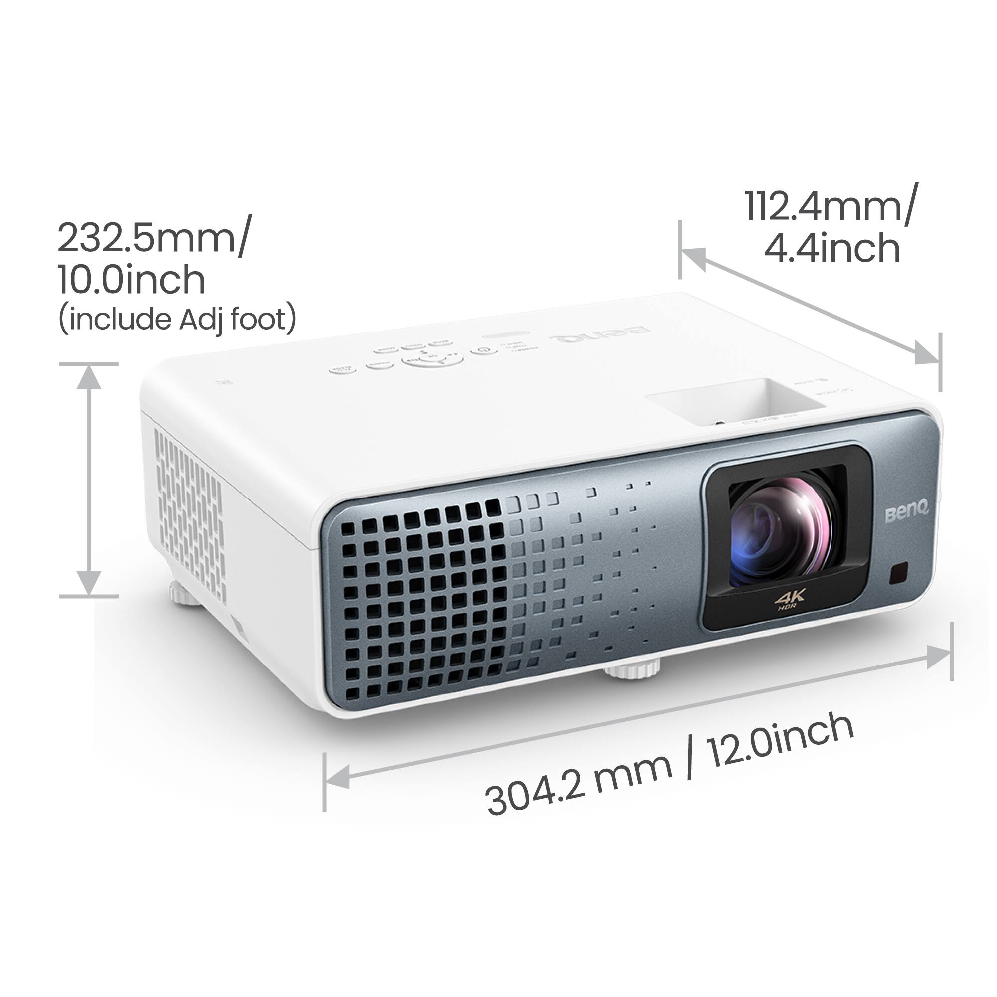 232.5mm / 10.0 inch (include Adj foot)  
112.4mm / 4.4 inch  
304.2 mm / 12.0 inch