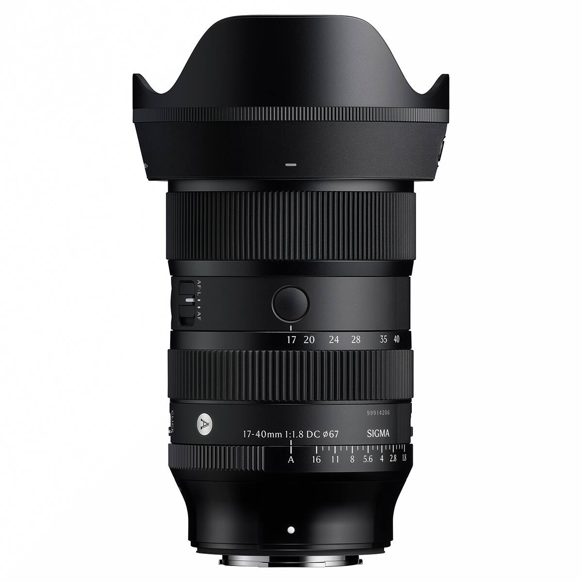 AF-L AF

I 17 20 24 28 35 40

99914206

17-40mm 1:1.8 DC 67

SIGMA

A 16 11 8 5.6 4 28 18