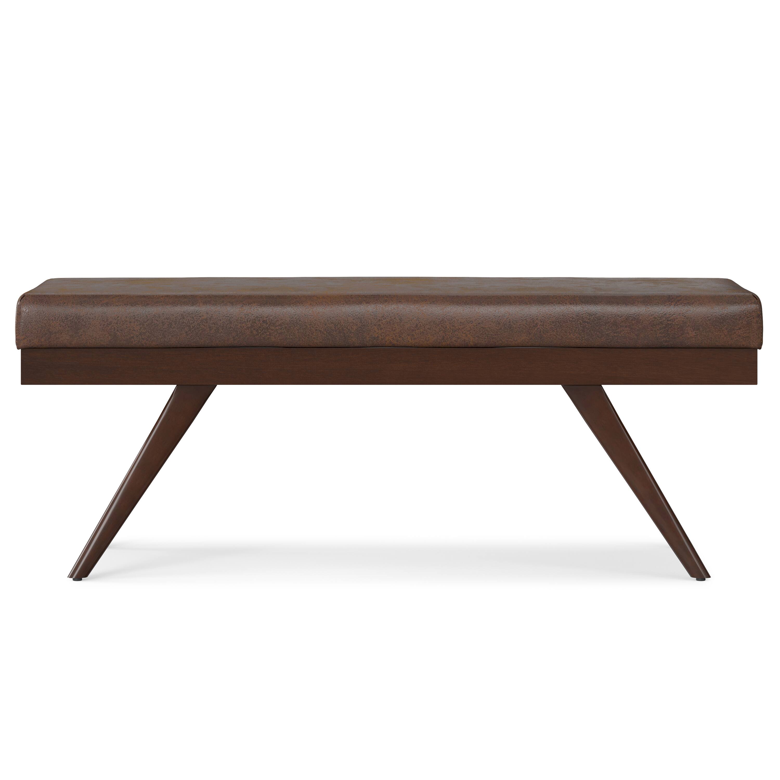 Left. Simpli Home - Chanelle SOLID HARDWOOD Mid Century Ottoman Bench in Distressed Chestnut Brown - Distressed Chestnut Brown.