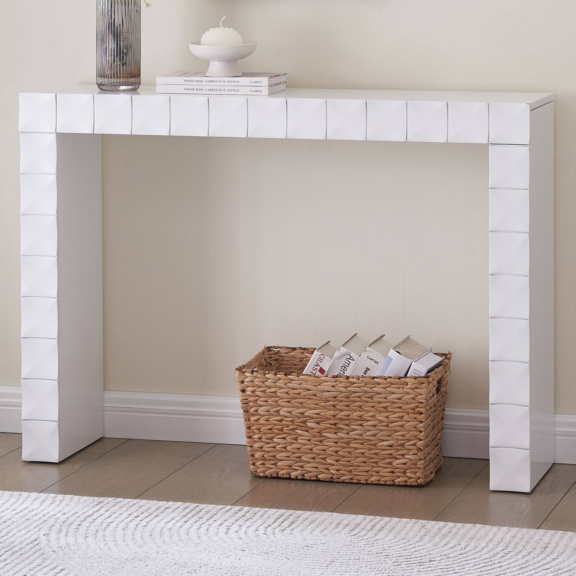 Kings Brand Furniture - Turlock Wooden Console Table, Minimalist Sofa Table, Side Table, Entryway Table and Display Table - White