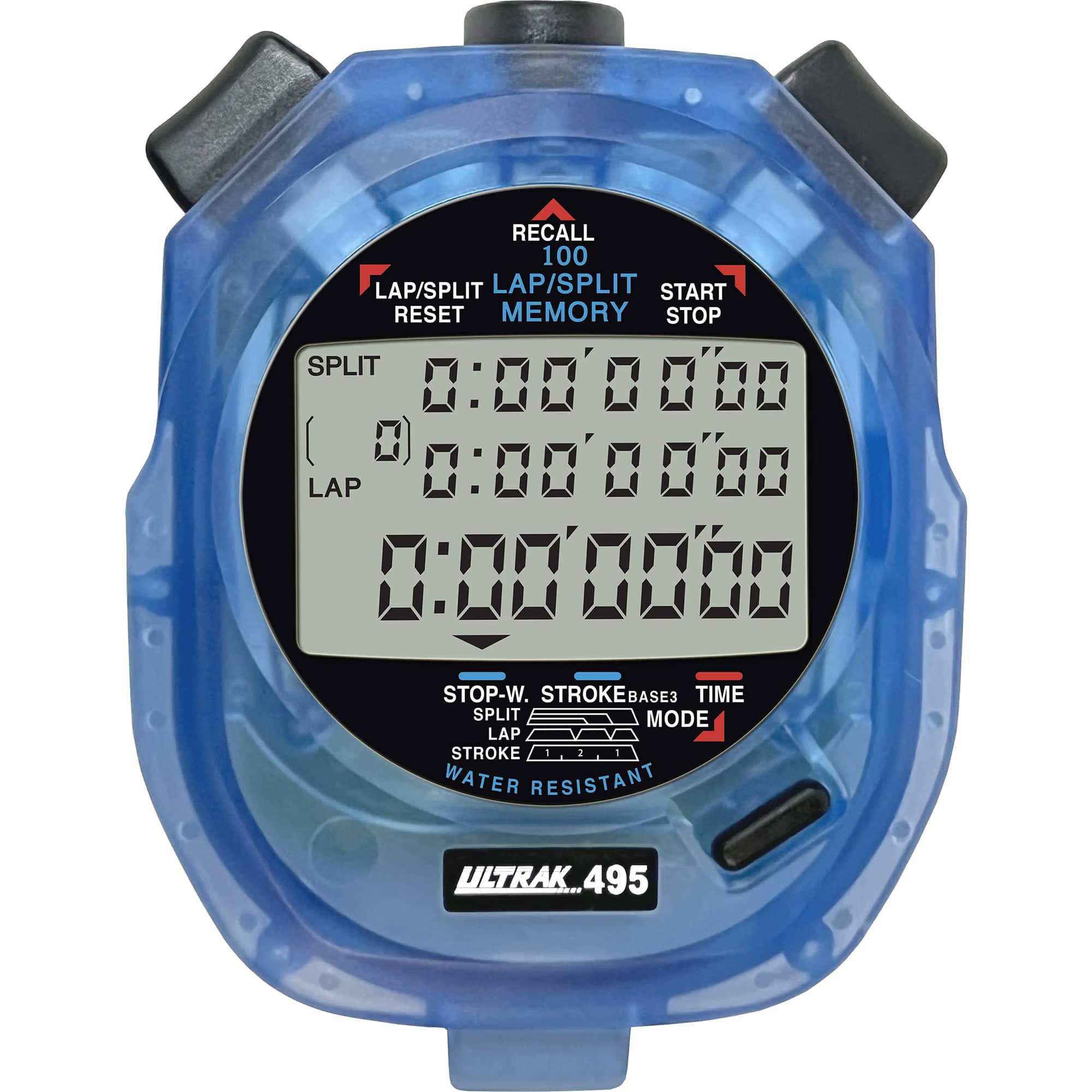 Ultrak - 495-100 Dual Split Memory Stopwatch - Translucent Blue
