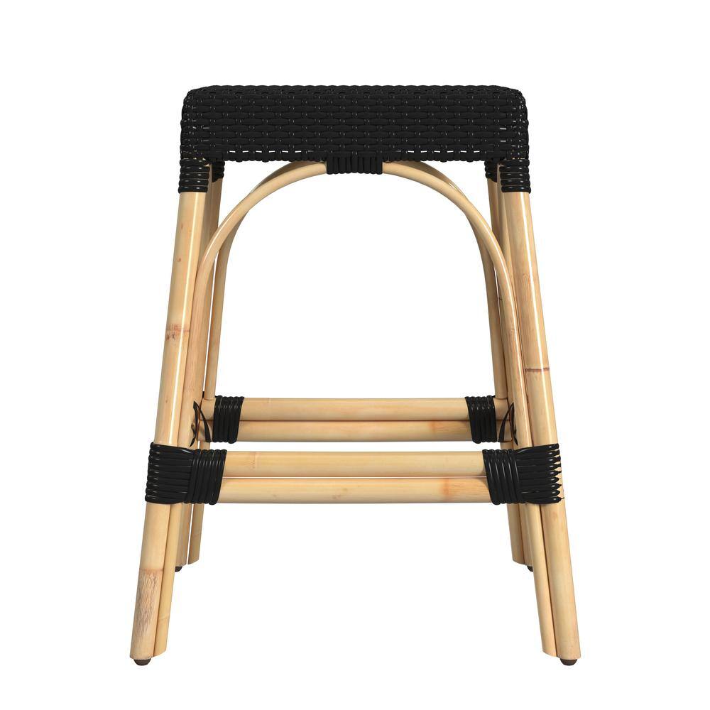 Back. Butler Specialty - Robias Rectangular Rattan 24.5" Counter Stool - Black.