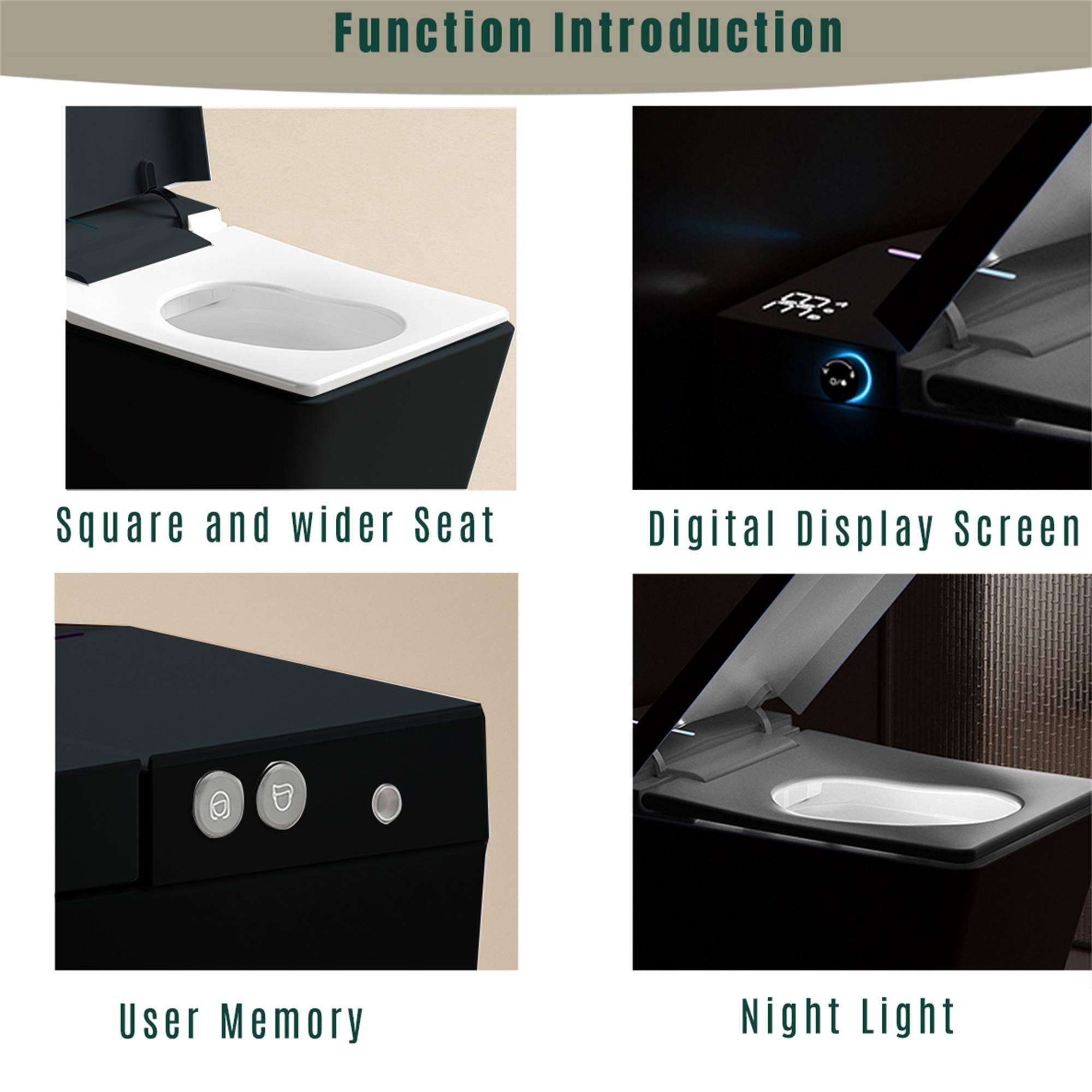 Function Introduction

- Square and wider Seat
- Digital Display Screen
- User Memory
- Night Light