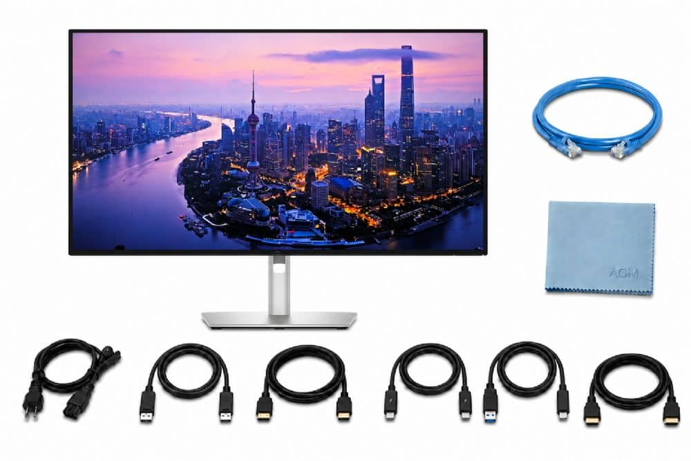 Front. Dell - UltraSharp U2725QE 27 Inch 4K UHD IPS Monitor with 120Hz and Thunderbolt 4 - Cables and Accessories Bundle - Black.