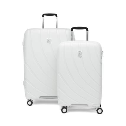Front. Atlantic - Atlantic 2-Piece Luggage Set - Carry-on & Convertible Medium to Large Checked Expandable Hardside Spinners - Shell White.