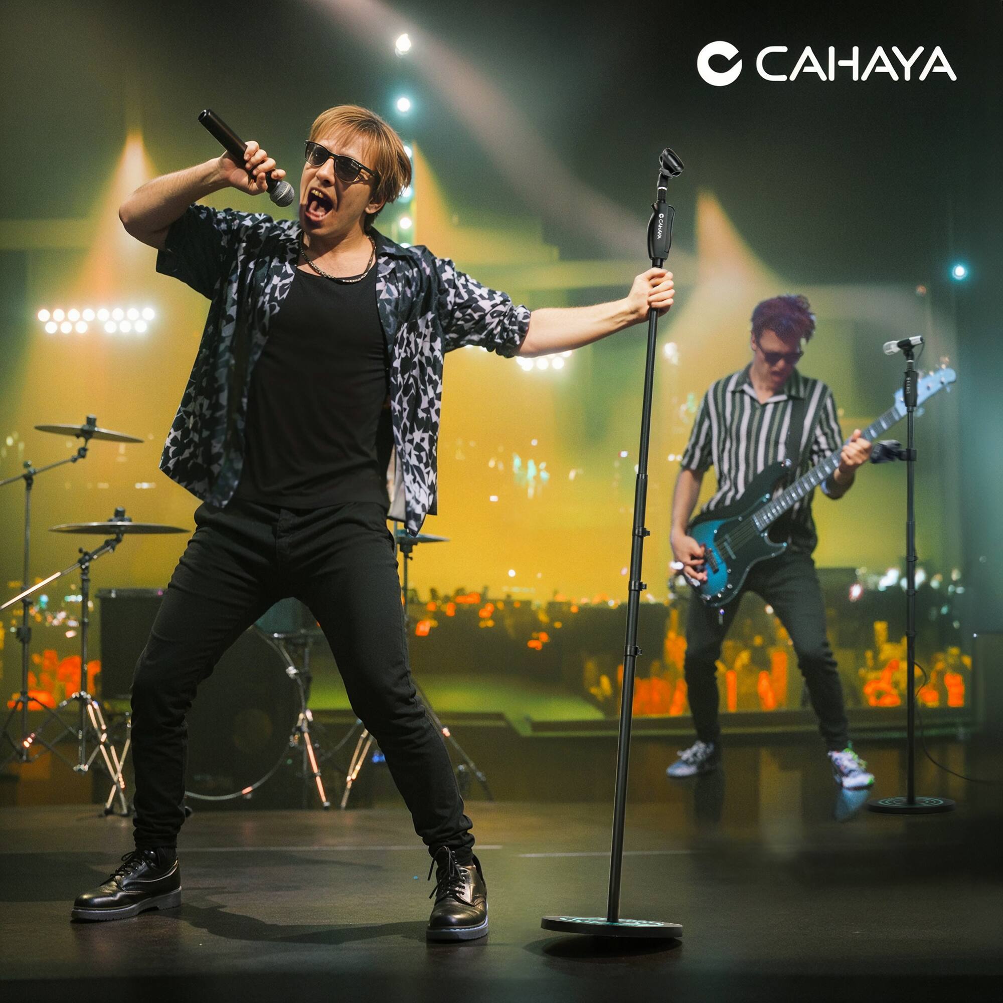 Alt View 5. CAHAYA - CAHAYA Metal Floor Mic Stand: Weighted Heavy Round Base, Height-Adjustable, 2 Clips & 3/8" To 5/8" Adapter CY006-1 - Black.