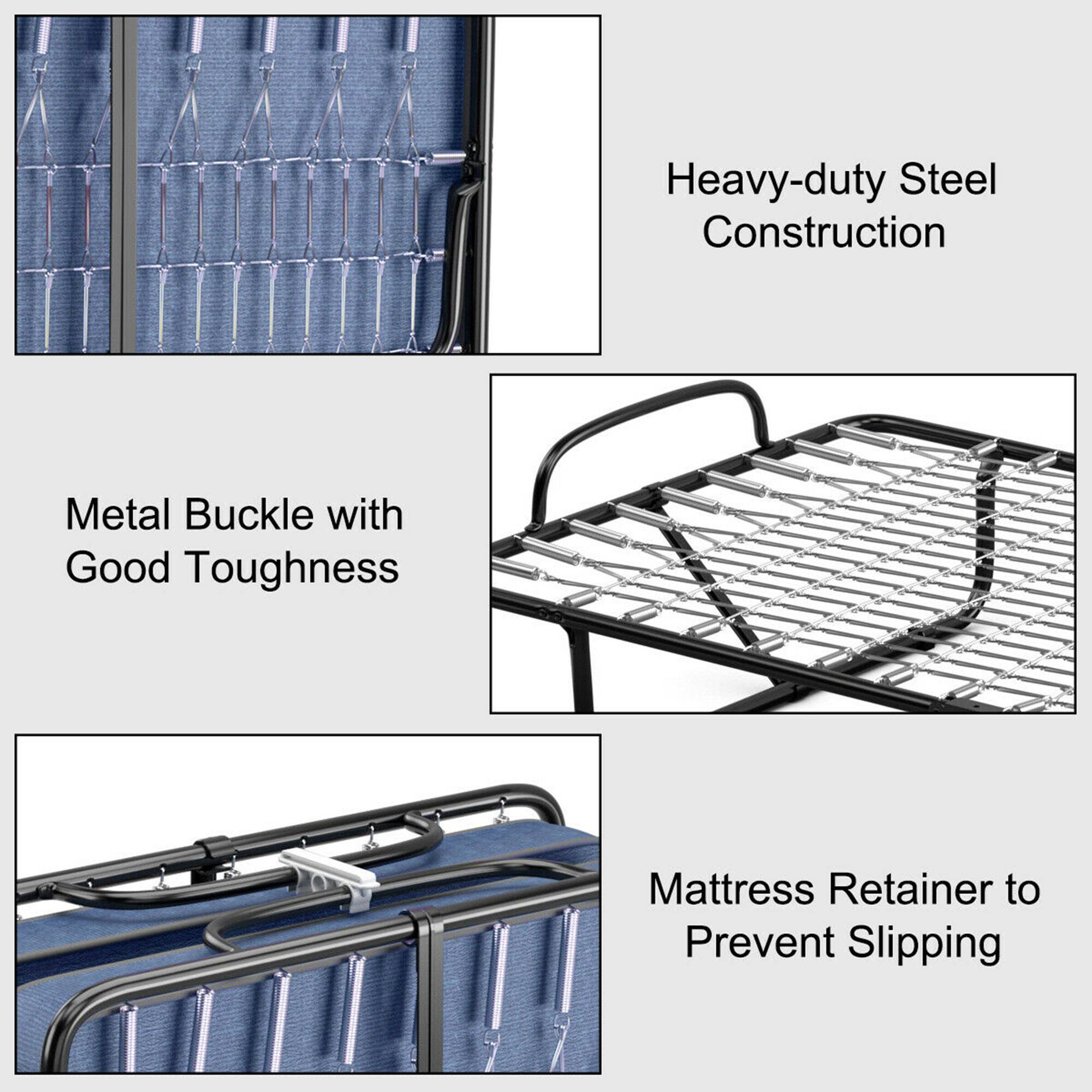 Heavy-duty Steel Construction, Metal Buckle with Good Toughness, Mattress Retainer to Prevent Slipping
