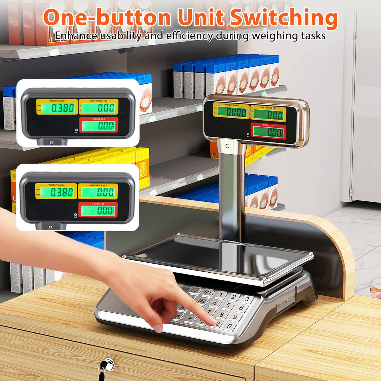 One-button Unit Switching Enhance usability and efficiency during weighing tasks

WEIGHT(kg/M) 0.380
UNIT PRICE (4) 0.000 TOTAL (1) 0.000
UNIT (S) (5) 0.000 TOTAL 0.000
WEIGHT (kg) 0.380
UNIT PRICE (X) 0.000
TOTAL (2) 0.000

M1 1 2 3 M2 4 5 6 7 8 9 LB 0