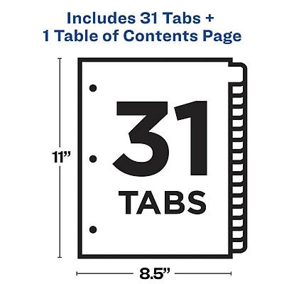 Includes 31 Tabs + 1 Table of Contents Page

31 Tabs

11" x 8.5"