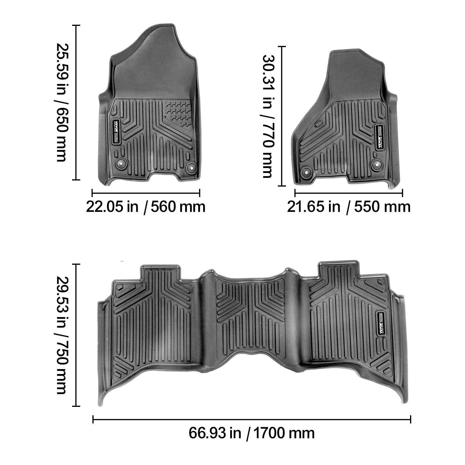 25.59 in / 650 mm  
22.05 in / 560 mm  

30.31 in / 770 mm  
21.65 in / 550 mm  

29.53 in / 750 mm  
66.93 in / 1700 mm
