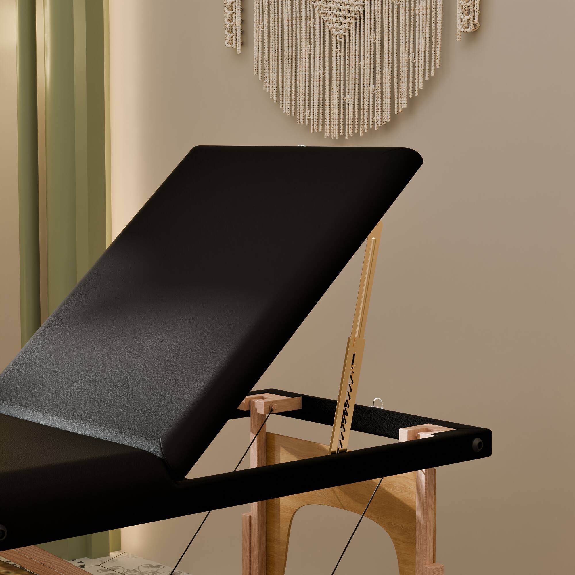 Alt View 1. Famapy - Foldable Portable Massage Table with Adjustable Headrest & Backrest, Sturdy 550 lbs Support, Space-Saving Design - Black & Wooden.