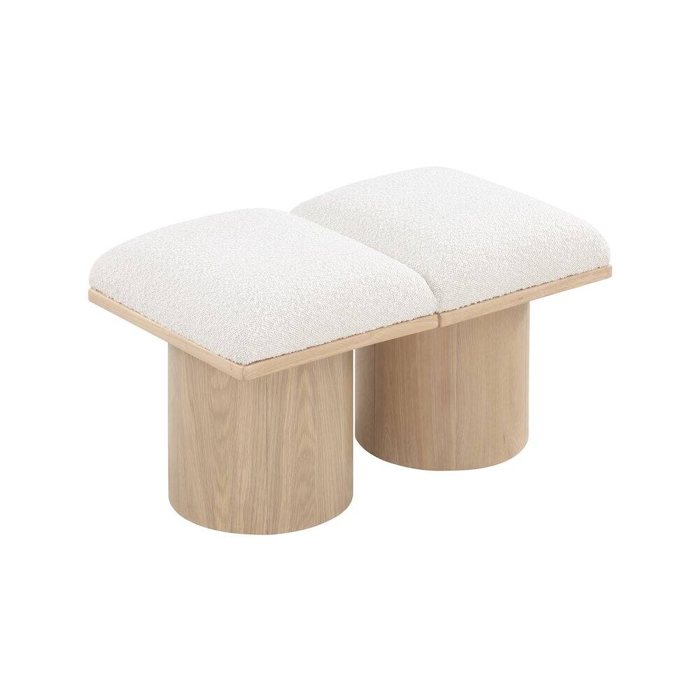 Alt View 3. Meridian Furniture - Pavilion Cream Boucle Fabric Bench - Beige.