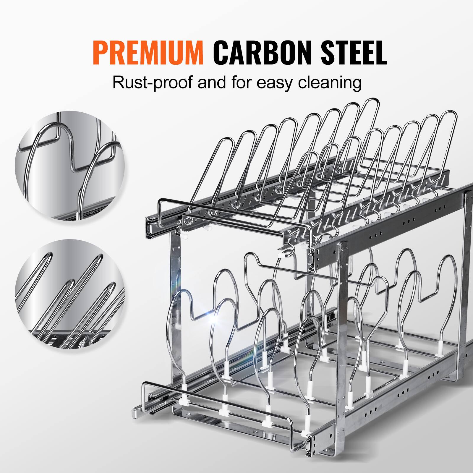 PREMIUM CARBON STEEL  
Rust-proof and for easy cleaning