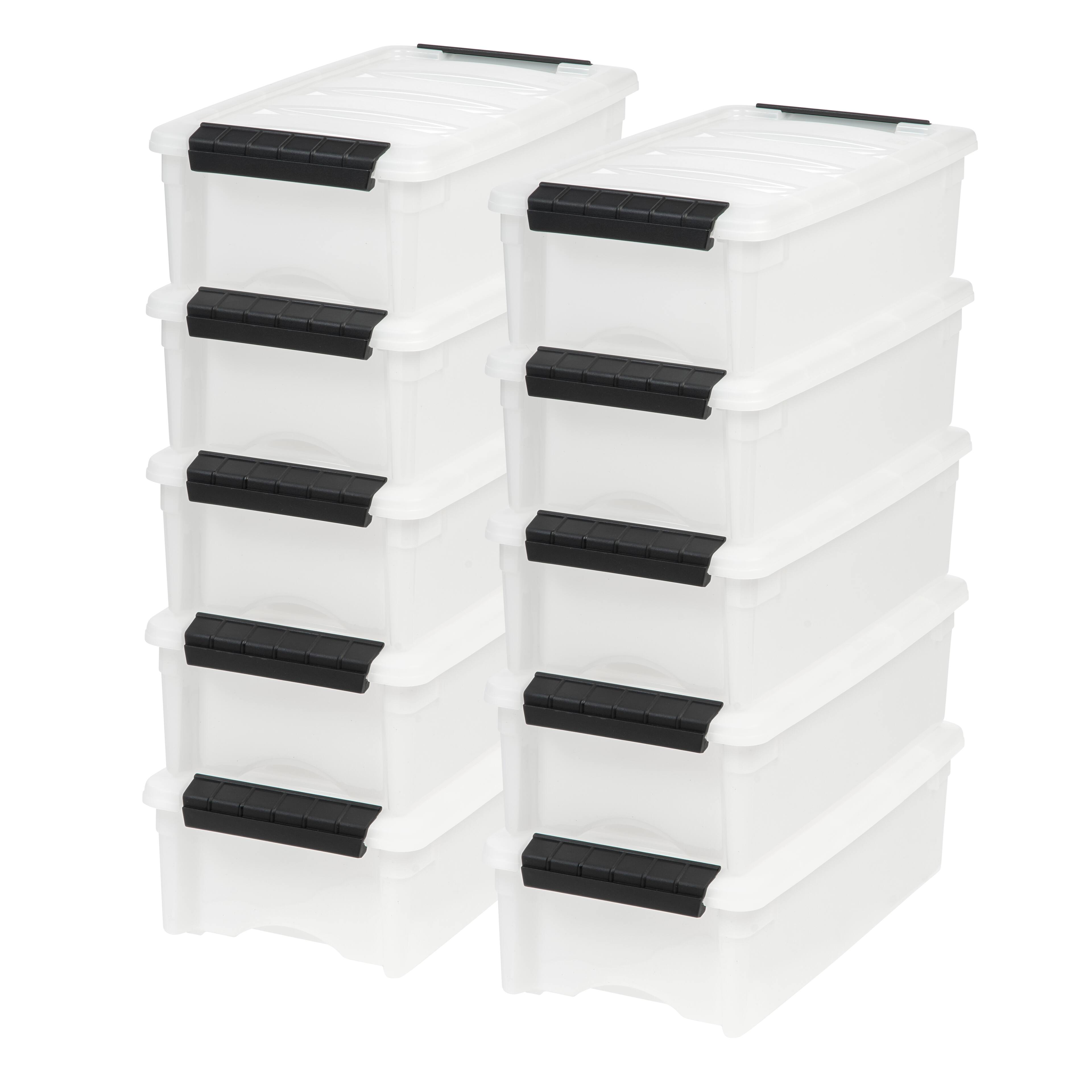 IRIS USA IRIS 6 Qt Stackable Plastic Storage Bins with Lids, Latches ...
