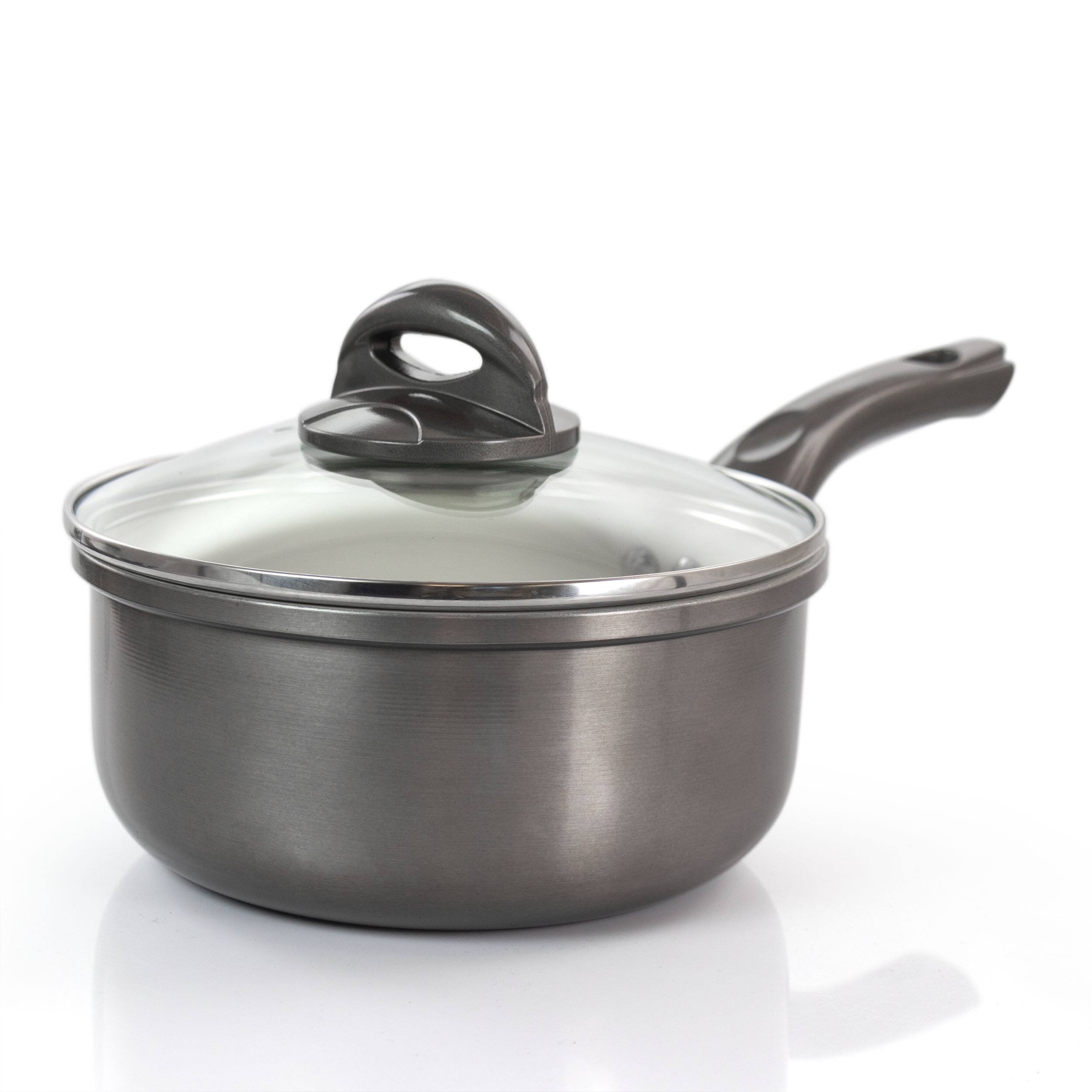 Alt View 9. Gibson - Gibson Home Hestonville 7 Piece Aluminum Nonstick Cookware Set in Grey with Bakelite Handles - Gray.