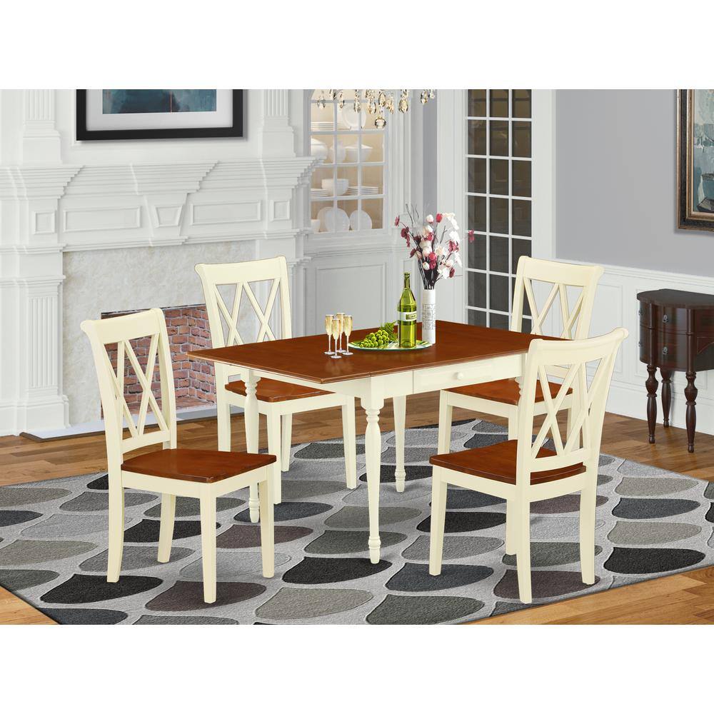 Left. East West Furniture - Dining Room Set Buttermilk & Cherry - Brown.