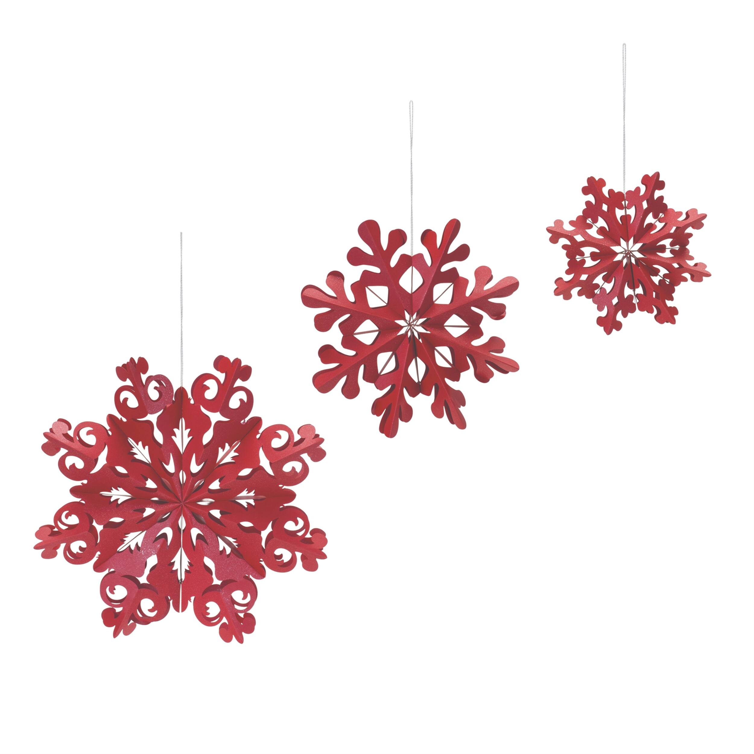 Left. BreeBe - Paper Snowflake Ornament (Set of 6) - Red.