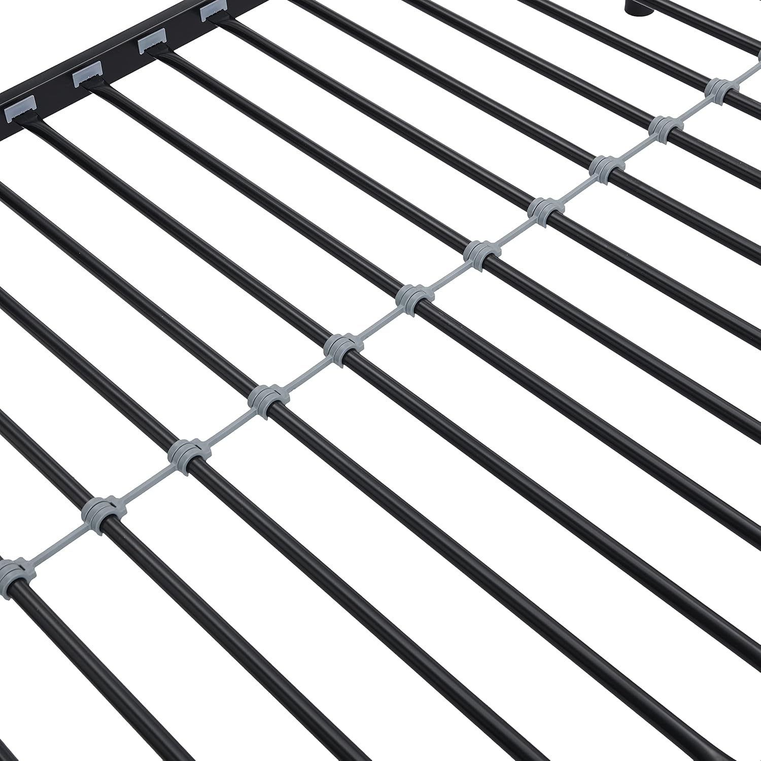 Alt View 6. Trinkets Crazed - Twin Over Twin Size Metal Detachable Bunk Bed Frame with 2 Side Ladder and Guardrail - black.