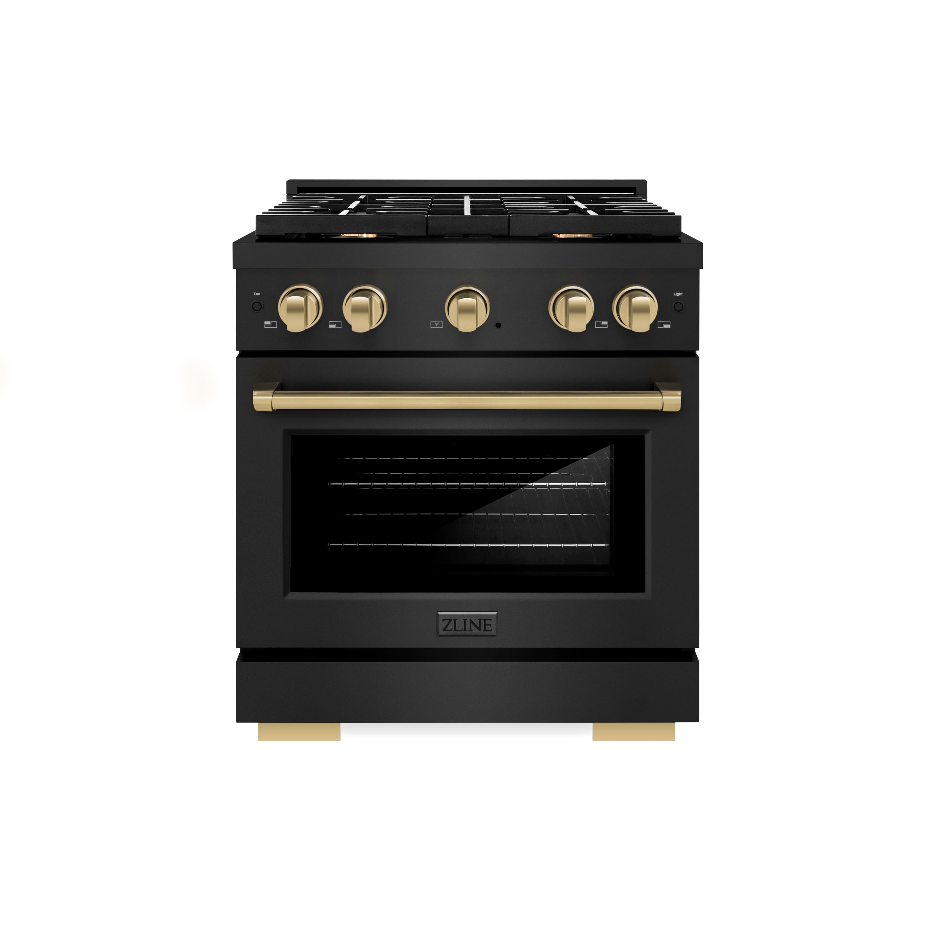 Front. ZLINE - ZLINE Autograph 30" Paramount Dual Fuel Black Stainless Range w/ Bronze Accents (SDRBZ-30-CB) - Black Stainless Steel.
