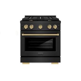ZLINE - Autograph 30" Paramount Dual Fuel Black Stainless Range w/ Bronze Accents (SDRBZ-30-CB) - Black Stainless Steel