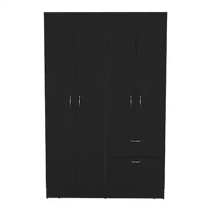 Front. TuHome - Vaupes Armoire Black / White MDF - Black.
