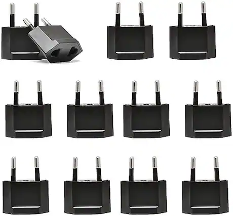 Front. Ceptics - Ceptics US/Canada to Europe Plug Adapter, Type C - 12-Pack - Black.