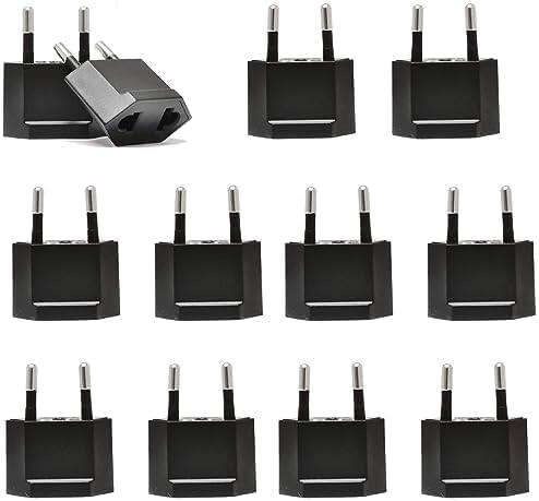 Ceptics - US/Canada to Europe Plug Adapter, Type C - 12-Pack - Black