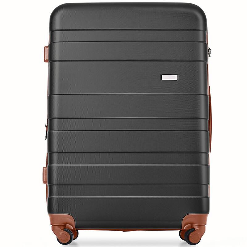 Alt View 4. HTUTWOO - Luggage Sets ABS Hardshell 3pcs - Hardside Lightweight Suitcase Sets, Spinner Wheels Suitcase with TSA Lock, 20"/24"/28 - Black+Brown.